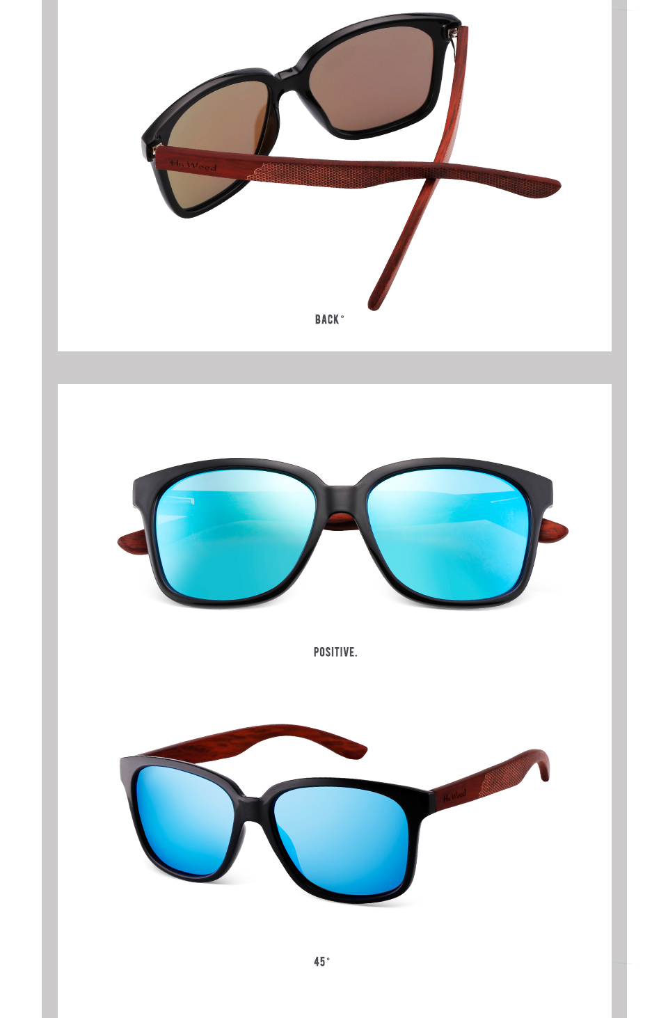 Hu gafas de sol de madera para mujer marca de moda diseñador UV400 lentes de espejo polarizadas gafas de sol para hombres 2018 nueva llegada